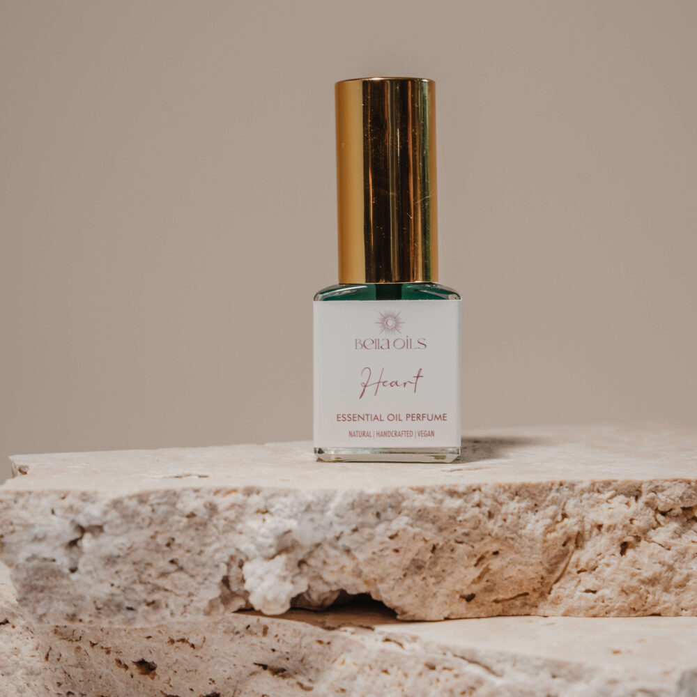 Bella Oils Heart natural perfume handmade in Australia with rose, blue lotus, blue tansy and frankincense.