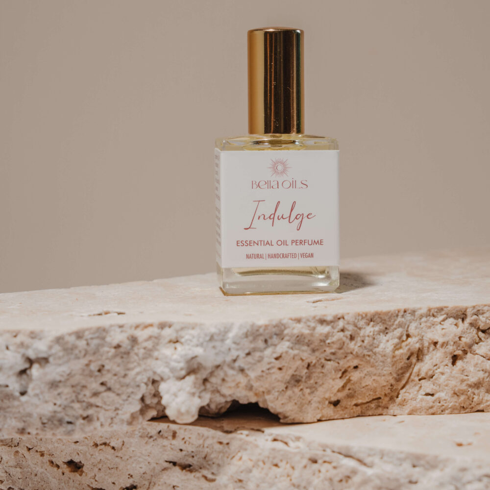 Bella Oils Indulge natural essential oil perfume handmade in Australia with a sensual floral and earthy botanical fragrance.